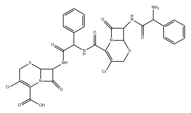 5-Thia-1-azabicyclo[4.2.0]oct-2-ene-2-carboxylic acid, 7-[[[[[7-[(aminophenylacetyl)amino]-3-chloro-8-oxo-5-thia-1-azabicyclo[4.2.0]oct-2-en-2-yl]carbonyl]amino]phenylacetyl]amino]-3-chloro-8-oxo-, [6R-[2[R*(6R*,7R*)],6α,7β(R*)]]- (9CI) structure