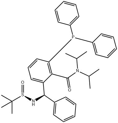 2-[(R)-[[(R)-(1,1-Dimethylethyl)sulfinyl]amino](phenyl)methyl]-6-(diphenylphosphino)-N,N-diisopropylbenzamide Structure