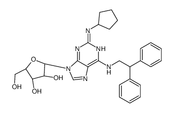 (2R,3R,4S,5R)-2-[2-(cyclopentylamino)-6-(2,2-diphenylethylamino)purin-9-yl]-5-(hydroxymethyl)oxolane-3,4-diol结构式