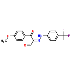 (2Z)-3-(4-Methoxyphenyl)-3-oxo-2-{[4-(trifluoromethyl)phenyl]hydrazono}propanal Structure