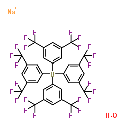 Sodium tetrakis(3,5-bis(trifluoromethyl)phenyl)borate xhydrate structure