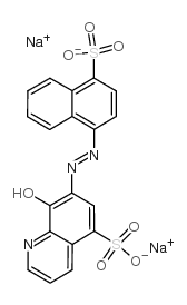 7-(4-硫代-1-萘基偶氮)-8-羟基喹啉-5-磺酸钠盐结构式