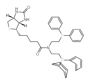 N,N-bis(2-diphenylphosphanylethyl)-5-[(1S,2S,5R)-7-oxo-3-thia-6,8-diazabicyclo[3.3.0]oct-2-yl]pentanamide结构式