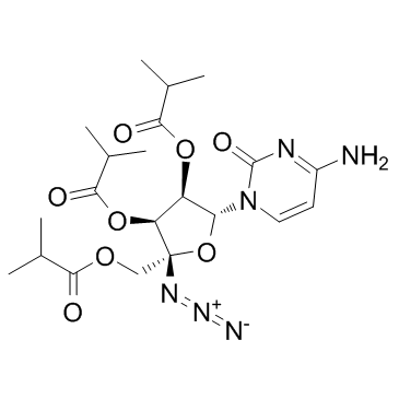 4'-C-迭氮基胞嘧啶核苷 2',3',5'-三异丁酸酯结构式