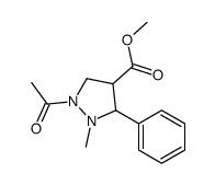 methyl 1-acetyl-2-methyl-3-phenylpyrazolidine-4-carboxylate结构式