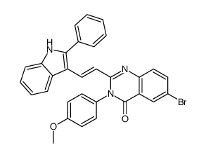 6-bromo-3-(4-methoxyphenyl)-2-[(E)-2-(2-phenyl-1H-indol-3-yl)ethenyl]quinazolin-4-one Structure