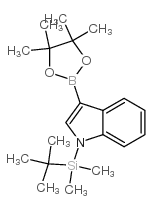 1-(叔丁基二甲基甲硅烷基)-3-(4,4,5,5-四甲基-1,3,2-二噁硼烷-2-基)-1H-吲哚结构式