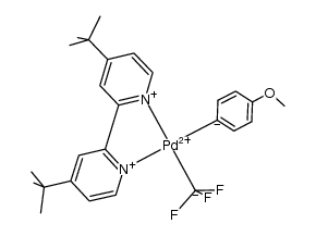 (4,4'-di-tert-butyl-2,2'-bipyridine)Pd(II)(p-MeOC6H4)(CF3) Structure