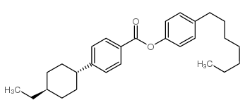 反式-4-(4-乙基环己基)苯甲酸对庚基苯酚酯结构式