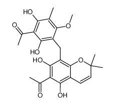 1-[[8-[(3-Acetyl-2,4-dihydroxy-6-methoxy-5-methylphenyl)methyl]-5,7-dihydroxy-3,4-dihydro-2,2-dimethyl-2H-1-benzopyran]-6-yl]ethanone Structure