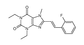 (E)-1,3-Diethyl-8-(2-(2-fluorophenyl)ethenyl)-7-methyl-3,7-dihydro-1H- purine-2,6-dione结构式