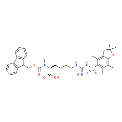 (S)-2-((((9H-Fluoren-9-yl)methoxy)carbonyl)(methyl)amino)-6-(3-((2, 2, 4, 6, 7-pentamethyl-2, 3-dihydrobenzofuran-5-yl)sulfonyl)guanidino)hexanoic acid Structure