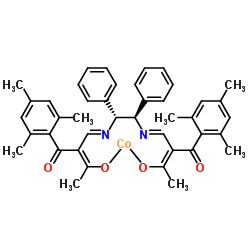 (1R,2R)-N,N'-双[3-氧代-2-(2,4,6-三甲基苯酰)亚丁基]-1,2-二苯基乙二胺合钴(II)结构式