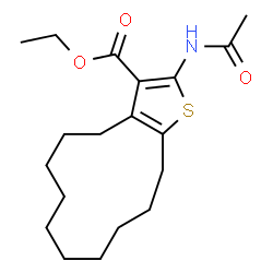 ETHYL 2-ACETAMIDO-4,5,6,7,8,9,10,11,12,13-DECAHYDRO-[1]CYCLODODECA[B]THIOPHENE-3-CARBOXYLATE结构式