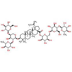 3-O-Β-D-葡萄糖( 1→3)- A -L-鼠李糖(1→2)- A-L-阿拉伯糖 齐墩果酸– 28-O-鼠李糖(1→4)葡萄糖(1→6)葡萄糖苷结构式