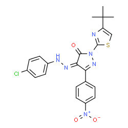 2-(4-tert-butyl-1,3-thiazol-2-yl)-4-[(4-chlorophenyl)hydrazono]-5-(4-nitrophenyl)-2,4-dihydro-3H-pyrazol-3-one structure