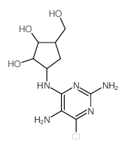 1,2-Cyclopentanediol,3-[(2,5-diamino-6-chloro-4-pyrimidinyl)amino]-5-(hydroxymethyl)-,(1R,2S,3R,5R)-rel-结构式