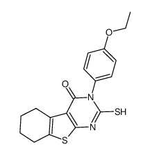 3-(4-乙氧基苯基)-2-疏基-5,6,7,8-四氢-3h-苯并[4,5]噻吩并[2,3-d]嘧啶-4-酮结构式