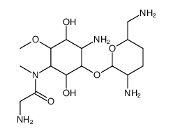 4-Amino-1-[(aminoacetyl)methylamino]-1,4-dideoxy-3-O-(2,6-diamino-2,3,4,6-tetradeoxy-α-D-erythro-hexopyranosyl)-6-O-methyl-L-chiro-inositol Structure