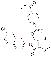 6-(7-chloro-1,8-naphthyridin-2-yl)-2,3,6,7-tetrahydro-7-oxo-5H-1,4-dithiino[2,3-c]pyrrol-5-yl 4-propionylpiperazine-1-carboxylate结构式