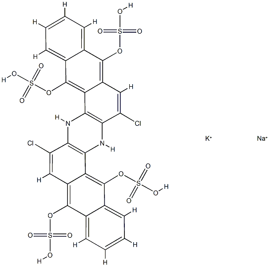 7,16-dichloro-6,15-dihydroanthrazine-5,9,14,18-tetrayl tetrakis(hydrogen sulphate), potassium sodium salt结构式