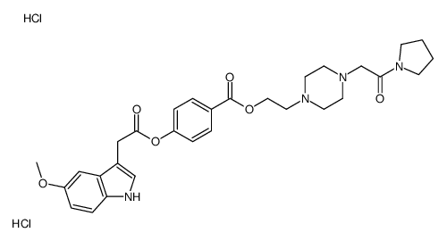 2-[4-(2-oxo-2-pyrrolidin-1-ylethyl)piperazin-1-yl]ethyl 4-[2-(5-methoxy-1H-indol-3-yl)acetyl]oxybenzoate,dihydrochloride结构式