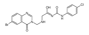 2-[(6-bromo-4-oxo-quinazolin-3-yl)methylamino]-N-[(4-chlorophenyl)carb amoyl]acetamide Structure