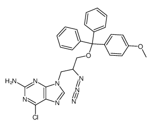 (+/-)-9-{2-azido-3-[(4-methoxytrityl)oxy]propyl}-6-chloro-9H-purin-2-amine Structure