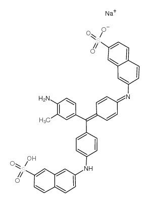 Naphthalenesulfonicacid,2-[[4-[(4-amino-3-methylphenyl)[4-[(sulfo-2-naphthalenyl)amino]phenyl]methylene]-2,5-cyclohexadien-1-ylidene]amino]-,sodium salt (1:1) picture