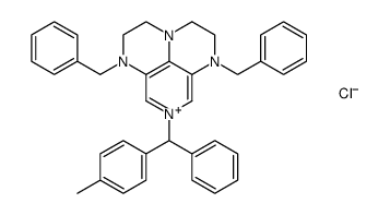 1,6-dibenzyl-8-(phenyl(p-tolyl)methyl)-2,3,5,6-tetrahydro-1H,4H-1,3a,6,8-tetraazaphenalen-8-ium chloride Structure
