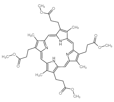 21H,23H-Porphine-2,7,12,17-tetrapropanoicacid, 3,8,13,18-tetramethyl-, 2,7,12,17-tetramethyl ester structure