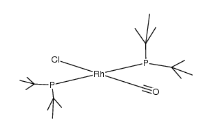 trans-Rh(I)Cl(CO){HP(t-Bu)2}2结构式