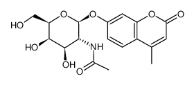 4-甲基伞形酮基2-乙酰氨基-2-脱氧-β-D-吡喃半乳糖苷结构式