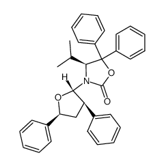 (S)-3-((2S,3R,5S)-3,5-diphenyltetrahydrofuran-2-yl)-4-isopropyl-5,5-diphenyloxazolidin-2-one结构式