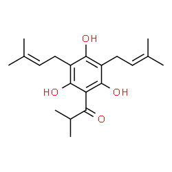 2-Methyl-1-[2,4,6-trihydroxy-3,5-bis(3-methyl-2-butenyl)phenyl]-1-propanone结构式