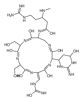 N-[(6E)-3-(2-amino-4-hydroxy-1,4,5,6-tetrahydropyrimidin-6-yl)-6-[(carbamoylamino)methylidene]-9,12-bis(hydroxymethyl)-2,5,8,11,14-pentaoxo-1,4,7,10,13-pentazacyclohexadec-15-yl]-5-(diaminomethylideneamino)-3-(methylamino)pentanamide结构式