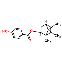 REL-4-羟基苯甲酸 (1R,2R,4R)-1,7,7-三甲基双环[2.2.1]庚-2-基酯结构式