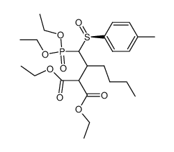 2-{1-[(Diethoxy-phosphoryl)-((S)-toluene-4-sulfinyl)-methyl]-pentyl}-malonic acid diethyl ester Structure