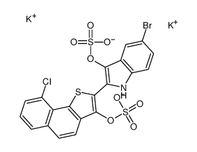 5-溴-2-[9-氯-3-(磺氧基)萘并[1,2-B]噻吩-2-基]-1H-吲哚-3-酚硫酸氢酯二钾盐结构式