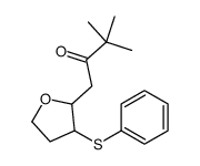 3,3-dimethyl-1-(3-phenylsulfanyloxolan-2-yl)butan-2-one结构式