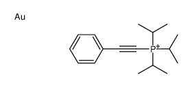gold,2-phenylethynyl-tri(propan-2-yl)phosphanium Structure