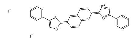 4-phenyl-2-[6-(4-phenyl-1,3-dithiol-1-ium-2-yl)naphthalen-2-yl]-1,3-dithiol-1-ium,diiodide结构式
