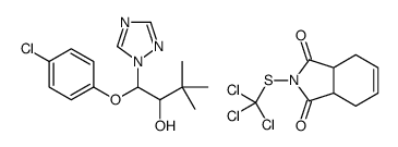 1-(4-chlorophenoxy)-3,3-dimethyl-1-(1,2,4-triazol-1-yl)butan-2-ol,2-(trichloromethylsulfanyl)-3a,4,7,7a-tetrahydroisoindole-1,3-dione结构式