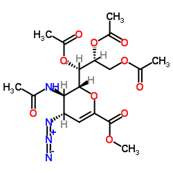5-乙酰氨基-7,8,9-O-三乙酰基-2,6-脱水-4-叠氮-3,4,5-三脱氧-D-甘油-D-半乳-2-壬烯酸甲酯结构式