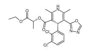 (R)-(1-ethoxycarbonyl-ethyl)-(S)-1,4-dihydro-2,6-dimethyl-4-(2,3-dichlorophenyl)-5-(1,3,4-oxadiazol-2-yl)-pyridine-3-carboxylate结构式