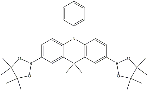 9,10-二氢-9,9-二甲基-10-苯基-2,7-双(4,4,5,5-四甲基-1,3,2-二氧杂硼烷-2-基)吖啶结构式
