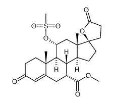 methyl hydrogen 17α-hydroxy-11α-(methylsulfonyl)oxy-3-oxopregn-4-ene-7α,21-dicarboxylate, γ-lactone结构式