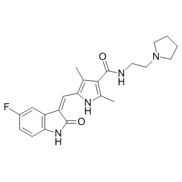 Z)-5-(5-氟-2-氧代-2,3-二氢-1H-吲哚-3-亚基甲基)-2,4-二甲基-N-[2-(1-吡咯烷基)乙基]-1H-吡咯-3-甲酰胺图片