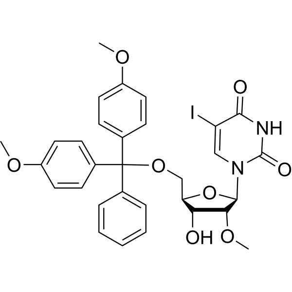 2’-O-甲基-5’-O-(4,4’-二甲氧基三苯甲基)-5-碘代尿苷结构式