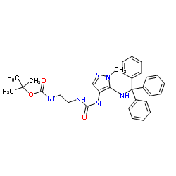 N-[2-[[[[1-Methyl-5-[(triphenylmethyl)amino]-1H-pyrazol-4-yl]amino]carbonyl]amino]ethyl]carbamic acid tert-butyl ester Structure